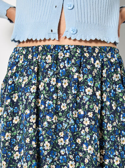 Floral Print A-Line Midaxi Skirt