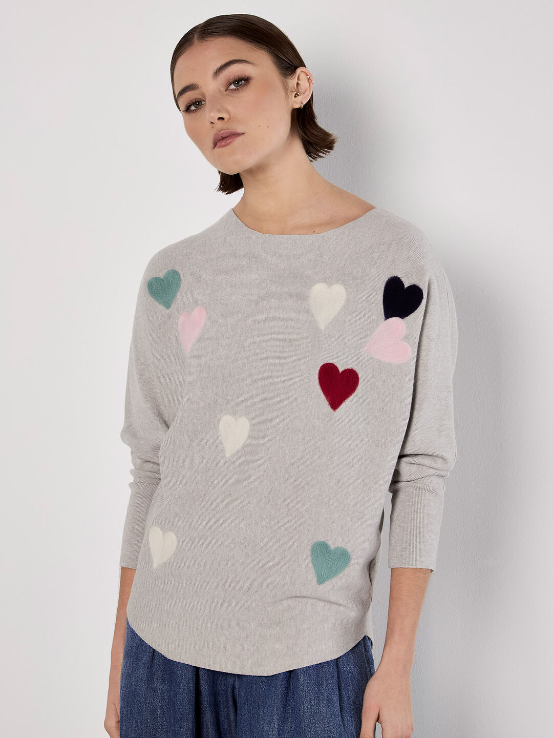 Applique Heart Batwing Jumper