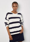 Cable Stripe Pointelle Jumper, White, large