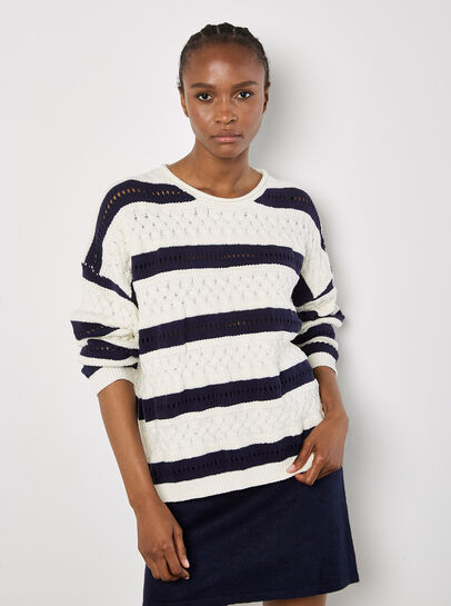 Cable Stripe Pointelle Jumper