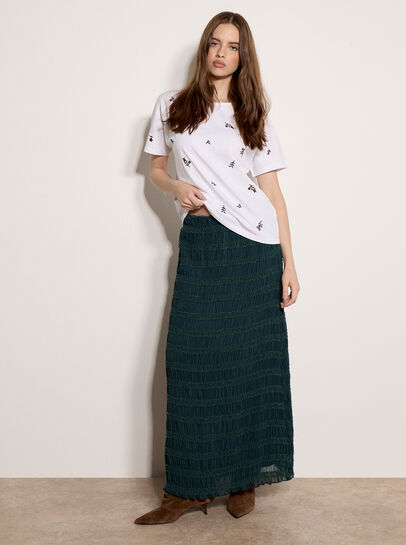 Floral Embroidered Cotton T-Shirt