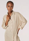 Lightweight Oversized Shirt Mini Dress, Stone, large