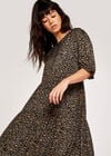 Animal Print Smock Dress, Khaki, large