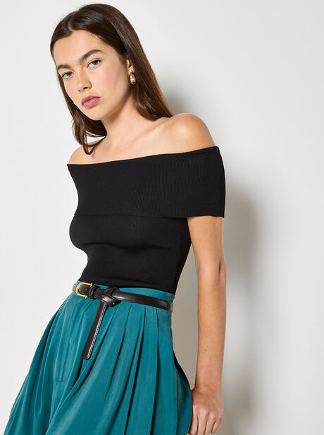 Rib Knit Bardot Top
