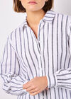 Striped Linen Shirt, Navy, large