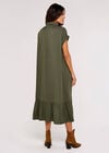 Boxy Tiered Midi Dress, Khaki, large