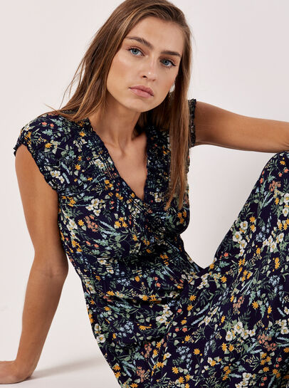 Ditsy Botanical Floral Maxi Dress