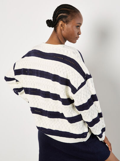 Cable Stripe Pointelle Jumper