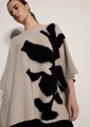 Abstract Flower Oversized Cape Jumper, Stone, large