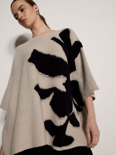 Abstract Flower Oversized Cape Jumper