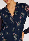 Floral Ruffle Mini Dress, Navy, large
