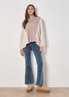 Colour Block Cowl Neck Top, Stone, large