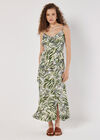 Tropical Zebra Ruffle Tiered Midi Dress, Green, large