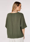 Waffle Batwing Necklace Top, Khaki, large