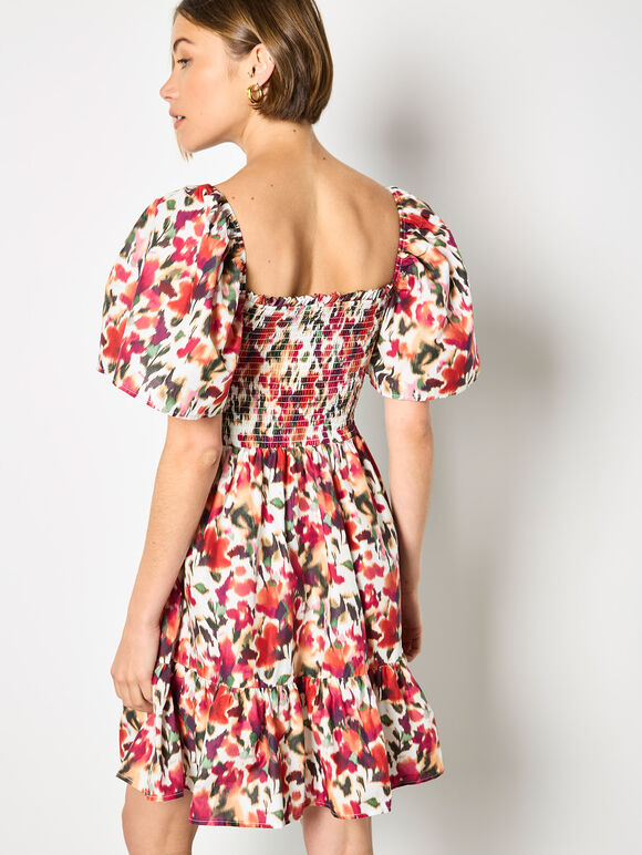 Pure Cotton Blurred Ikat Mini Dress, Pink, large