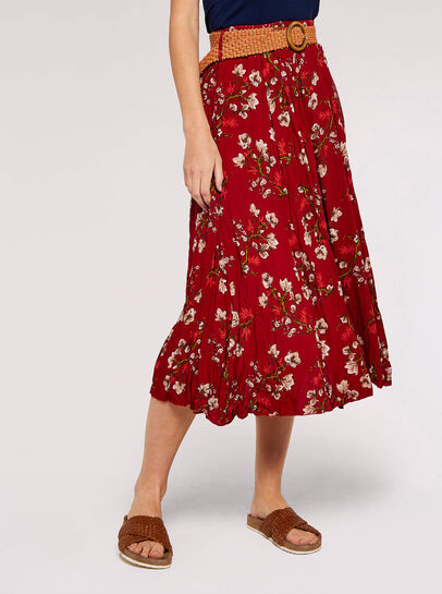 Blossom  Belted Midi Skirt