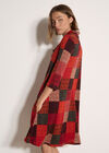 Textured Check Knit Midi Dress, Red, large