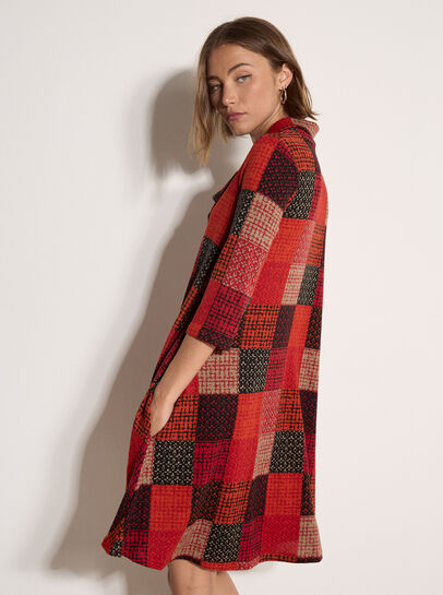 Textured Check Knit Midi Dress