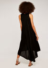 Kleid mit hohem Rüschenausschnitt, Schwarz, Größe L