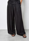 Textured Twill Wide-Leg Trousers, Black, large