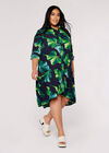 Curve Leaf Shirt Mini Dress, Navy, large
