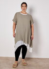 Slub Shimmer Tunic Mini Dress, Brown, large