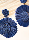Raffia Circle Earrings, Blue, large