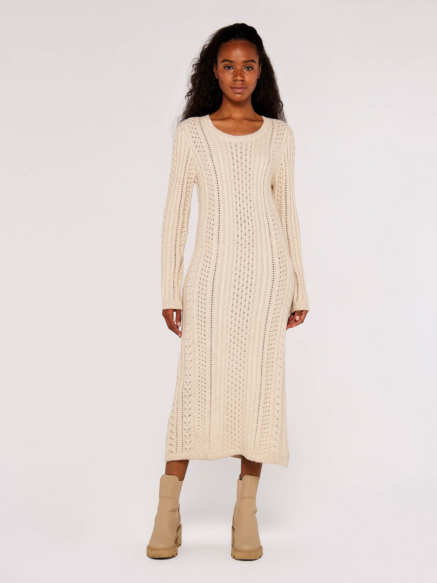 Cable knit midi dress top