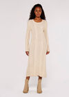 Pointelle Knitted Midi Dress, Cream, large