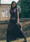 Satin A-Line Maxi Skirt, Purple, large