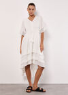 Dobby Ruffle Tiered Midi Dress, Cream, large