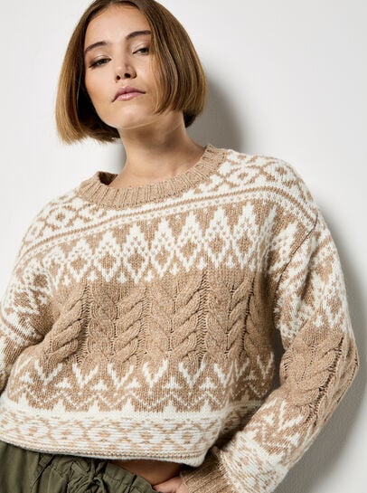 Fair Isle Cable Knit Jumper