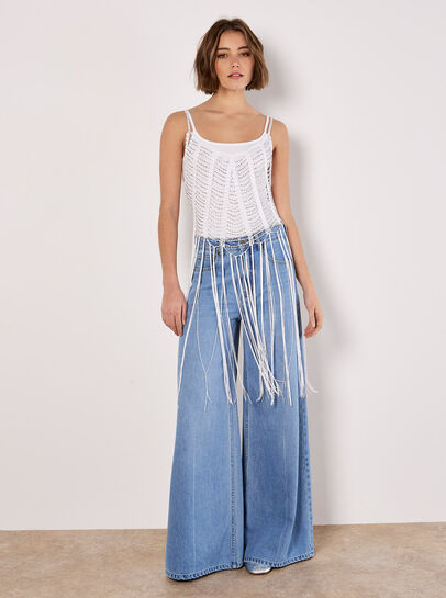 Silver Beaded Fringe Top