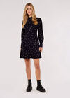 Scribble Print Empire Dress, Navy, large