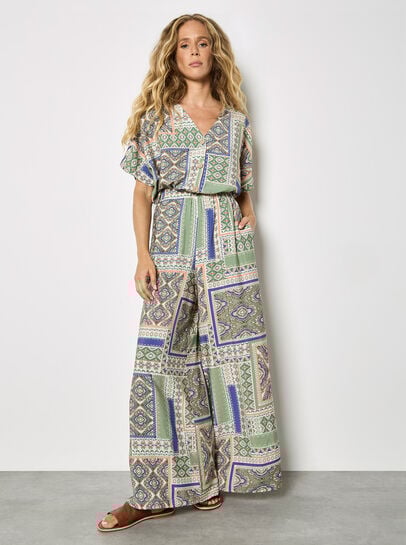 Folk Patchwork Wide Leg Trousers