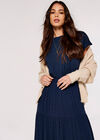 Crinkle Dobby Tiered Skirt, Navy, large