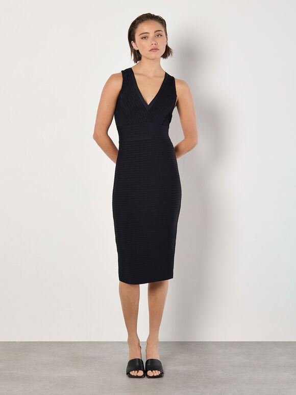 Bodycon Bandage Midi Dress, Black, large