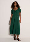 Tie Detail Milkmaid Midaxi Dress, Green, large
