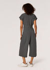 Wickel-Culotte-Jumpsuit mit ovalem Print, Schwarz, Größe L