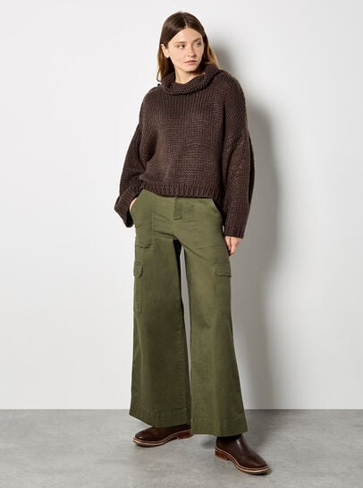Chunky Knit Roll Neck Oversized Jumper