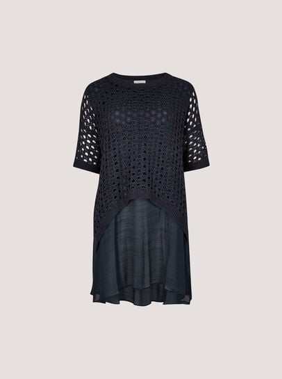 Shimmer Mesh Layered Tunic Top