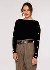  Button Detail Jumper, Black, large