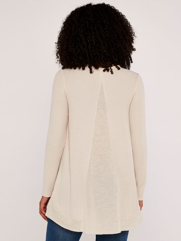 Waffle Knit Top, Stone, large