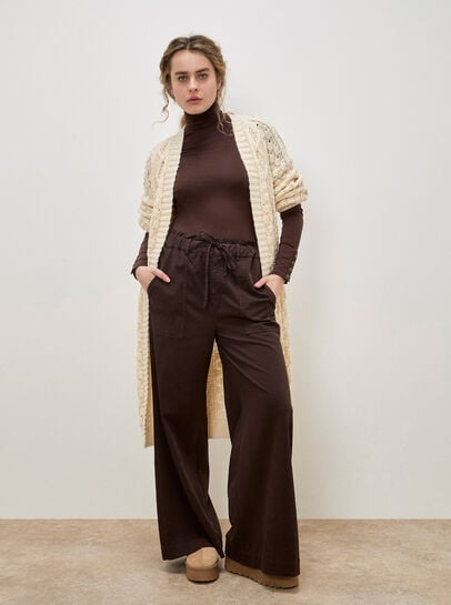 Paper Bag Waist Wide Leg Trousers