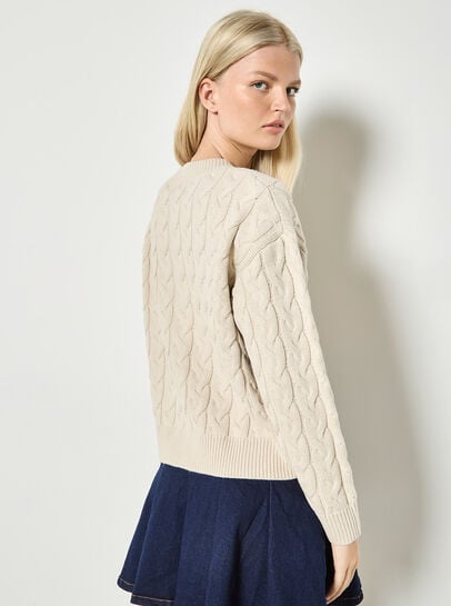 Cable Knit Button-Down Cardigan