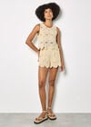 Crochet Circle Cotton Mini Shorts, Stone, large