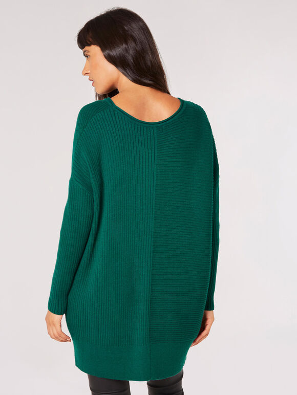 Übergroßer gerippter Pullover, Grün, groß