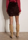 Velvet Sequin Bodycon Mini Skirt, Brown, large