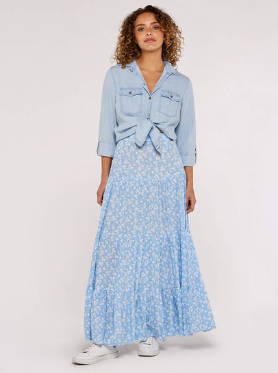 Floral Crepe Tiered Maxi