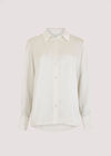Long Sleeve Satin Shirt, White, large